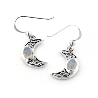 Moon Spirit Celtic Moonstone Sterling Silver Earrings - Silver Insanity