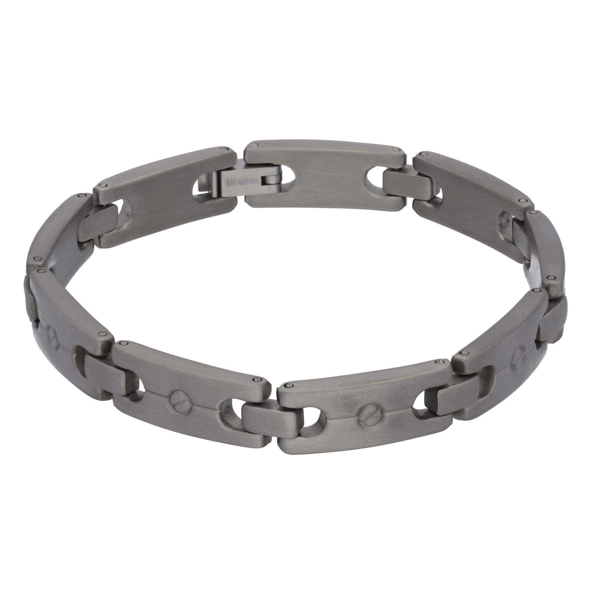 Flat Head Screw Link Titanium Metal Link Bracelet Jewelry, 7.5" Long - Silver Insanity