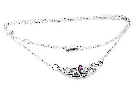 Sterling Silver Interlace Celtic Knot Amethyst Necklace - Silver Insanity