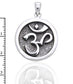 OM Aum Hindu Yoga Symbol Antiqued Sterling Silver Medallion Pendant 18" Necklace - Silver Insanity