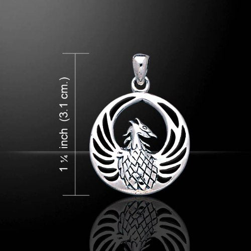 Azurite Winged Phoenix Sterling Silver Pendant Necklace - Silver Insanity