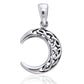 Sterling Silver Celtic Knot Crescent Moon Pendant with 18" Box Necklace - Silver Insanity