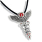 Fire Dance Phoenix Sterling Silver Medical Caduceus Symbol Pendant Necklace - Silver Insanity