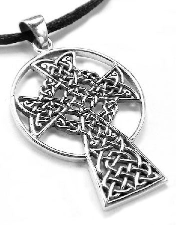 St. Andrew's Sterling Silver Celtic Knot High Cross Pendant Necklace - Silver Insanity