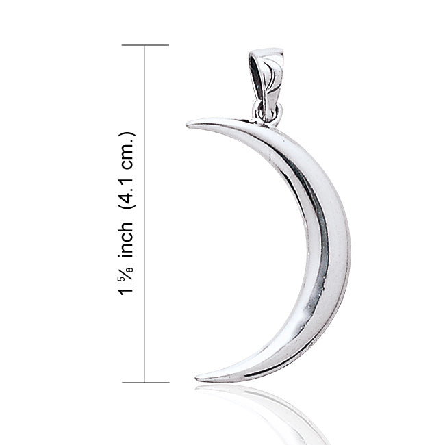 Large Crescent Moon - Lunar Magic Sterling Silver Pendant - Silver Insanity