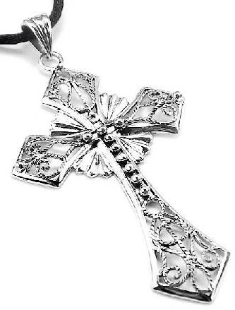 Large 3" Sterling Silver Celtic Cross Pendant Necklace - Silver Insanity