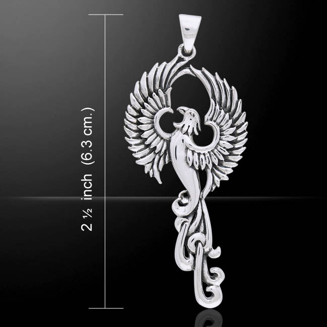 Cry of the Rising Phoenix Sterling Silver Pendant - Silver Insanity