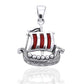 Drekkar - Viking Longship Sterling Silver with Red Enamel Pendant - Silver Insanity