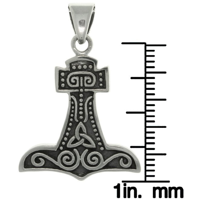 Nordic Viking God Thor's Hammer Sterling Silver Pendant - Silver Insanity