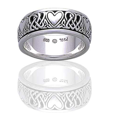 Sterling Silver Celtic Heart Knot Spinner Ring - Silver Insanity