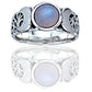 Sterling Silver Lunar Moon Phases and Rainbow Moonstone Ring - Silver Insanity