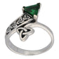 Triquetra Celtic Trinity Knot Green Glass Trillion Bypass Sterling Silver Ring - Silver Insanity