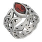 Borre Knot Viking Braided Wedding Band Ring in Sterling Silver with Marquise Gemstone