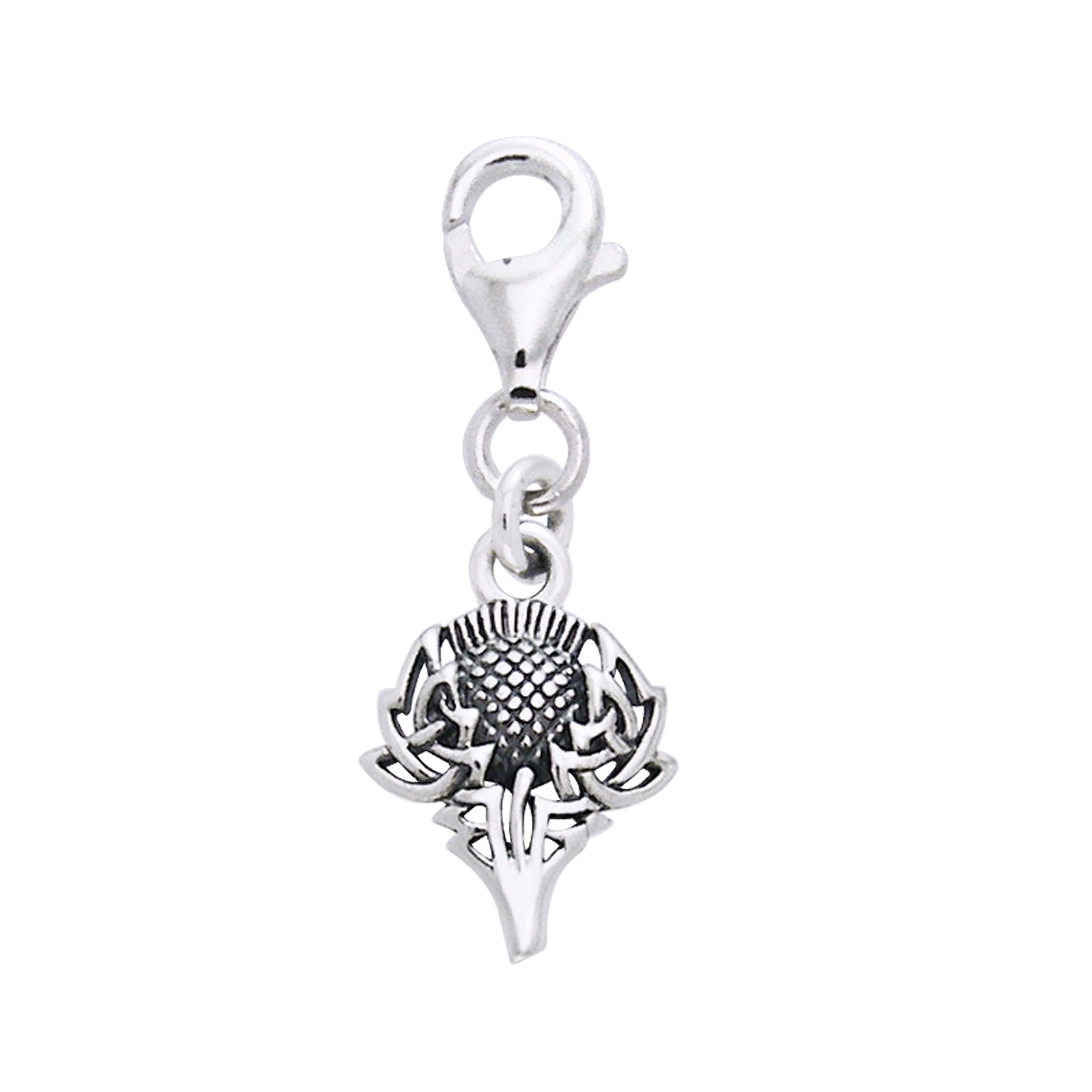 Scottish Spirit of Alba Thistle Celtic Knot Art Sterling Silver Clip-On Charm - Silver Insanity