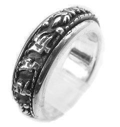 Sterling Silver OM Hindu Prayer Spin Ring - Silver Insanity