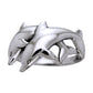 Sterling Silver Playing Twin Dolphins Ocean Nautical Ring - Silver Insanity